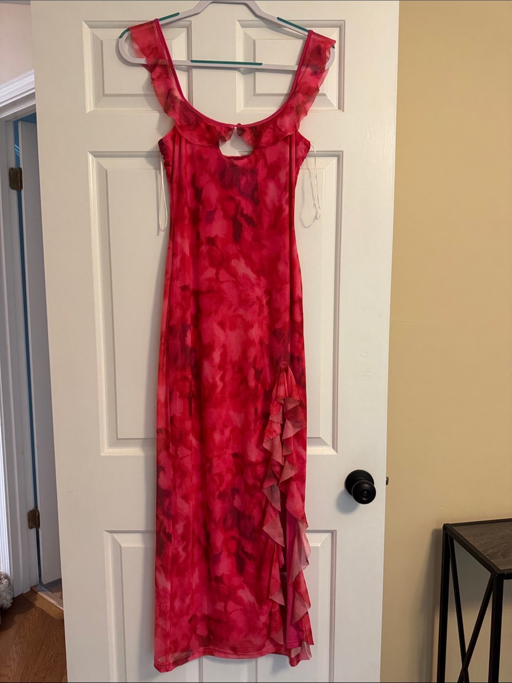 Princess Polly Red-Pink Tie-Dye Maxi Dress with Ruffle Trim